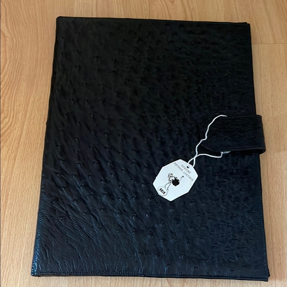 Black Ostrich Leather Executive Portfolio Folder